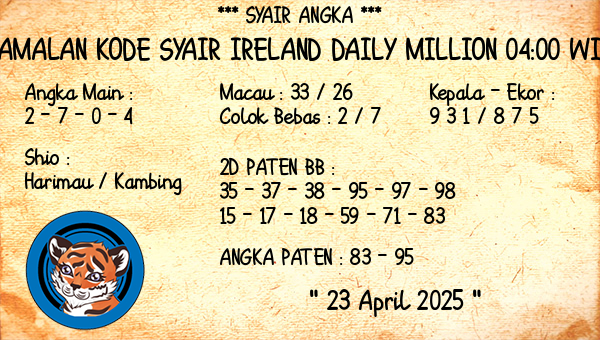 Prediksi Ireland Daily Million 04:00 WIB