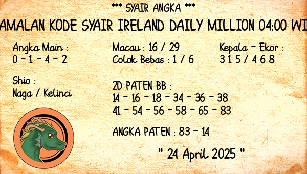 Prediksi Ireland Daily Million 04:00 WIB