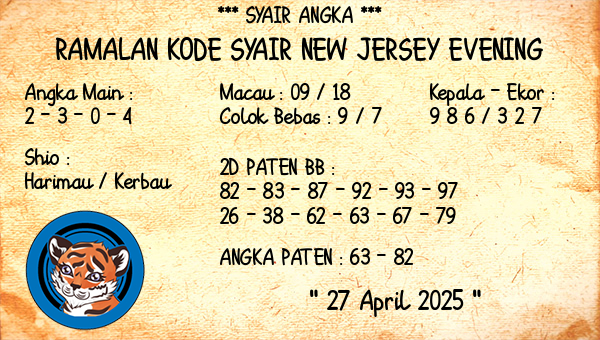 Prediksi New Jersey Evening