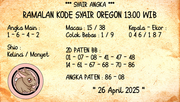 Prediksi Oregon 13:00 WIB