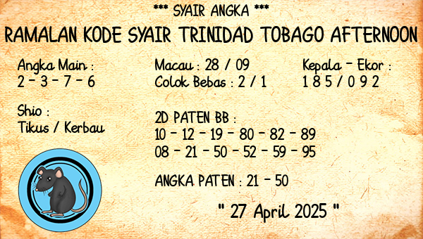 Prediksi Trinidad Tobago Afternoon