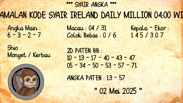 Prediksi Ireland Daily Million 04:00 WIB