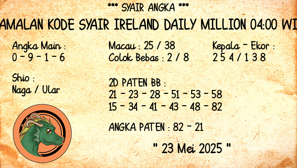 Prediksi Ireland Daily Million 04:00 WIB