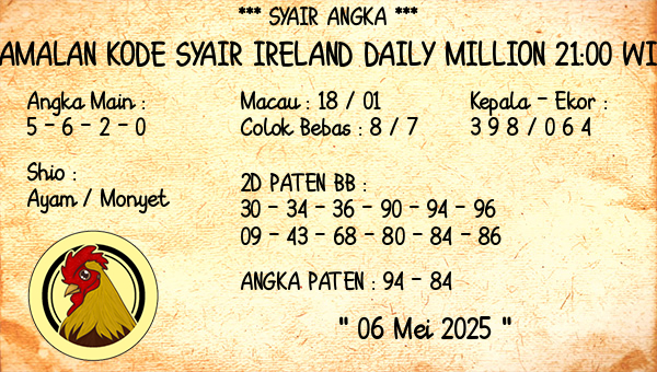 Prediksi Ireland Daily Million 21:00 WIB