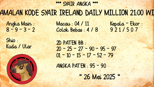 Prediksi Ireland Daily Million 21:00 WIB
