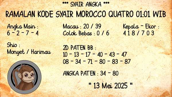 Prediksi Morocco Quatro 01:01 WIB