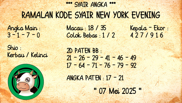 Prediksi New York Evening