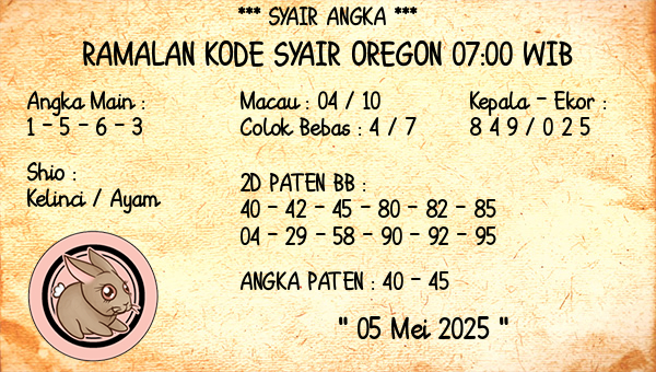 Prediksi Oregon 07:00 WIB