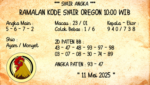 Prediksi Oregon 10:00 WIB