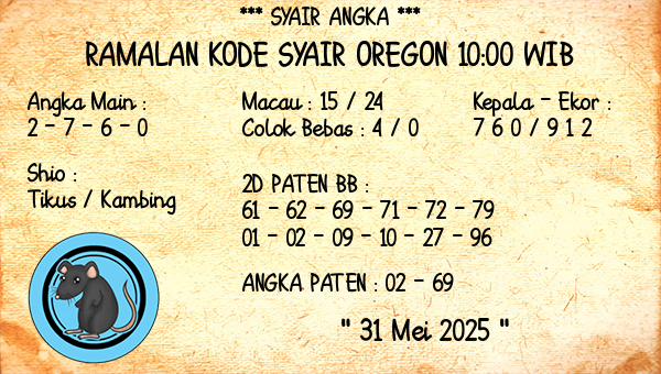 Prediksi Oregon 10:00 WIB