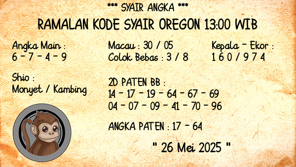 Prediksi Oregon 13:00 WIB