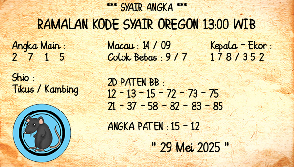 Prediksi Oregon 13:00 WIB