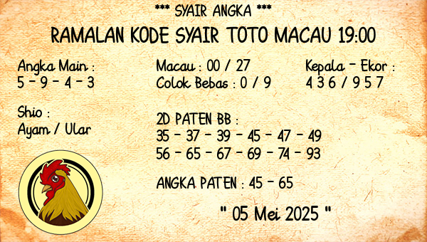 Prediksi Toto Macau 19:00