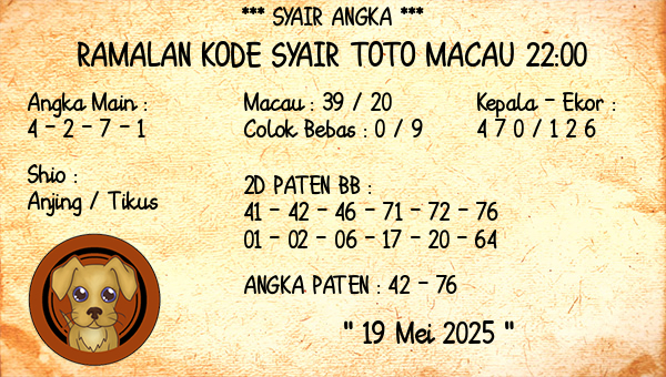 Prediksi Toto Macau 22:00