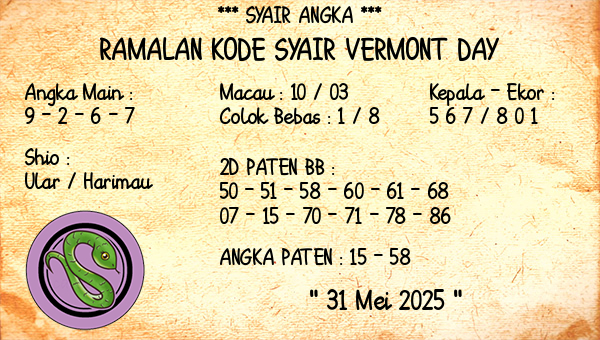 Prediksi Vermont Day