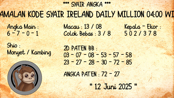 Prediksi Ireland Daily Million 04:00 WIB