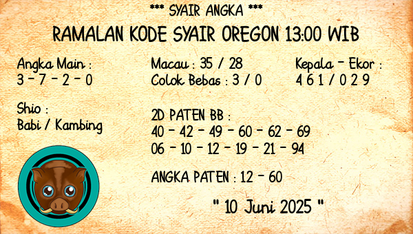 Prediksi Oregon 13:00 WIB