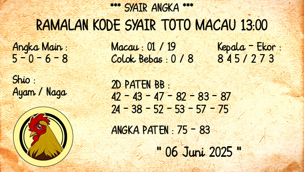 Prediksi Toto Macau 13:00