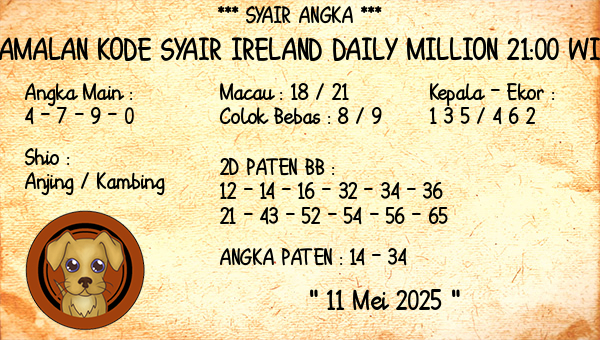 Prediksi Ireland Daily Million 21:00 WIB