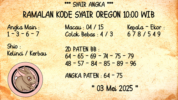 Prediksi Oregon 10:00 WIB