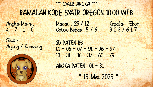 Prediksi Oregon 10:00 WIB