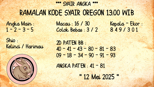 Prediksi Oregon 13:00 WIB