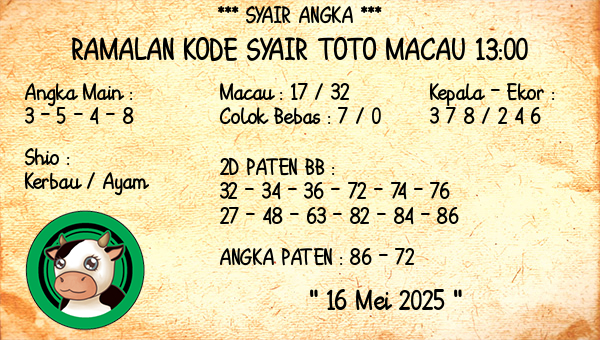 Prediksi Toto Macau 13:00