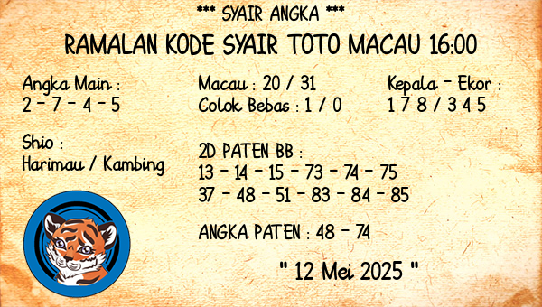 Prediksi Toto Macau 16:00